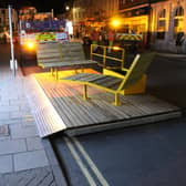 The parklets on Mercer Row.