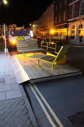 The parklets on Mercer Row.