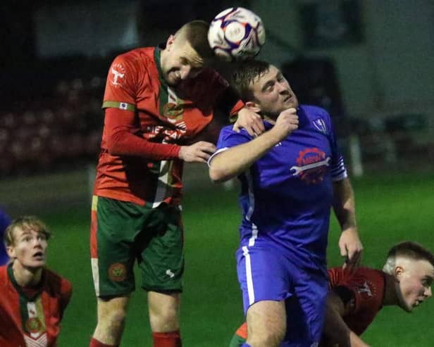 Adam Millson puts Louth ahead on Saturday.