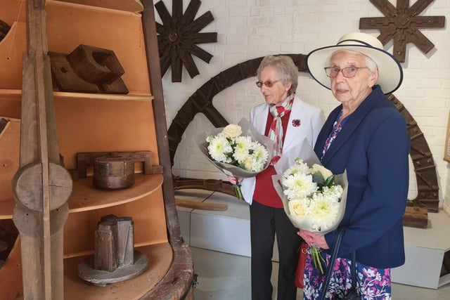 Eileen and Mavis were presented with flowers for taking part in the historic day.