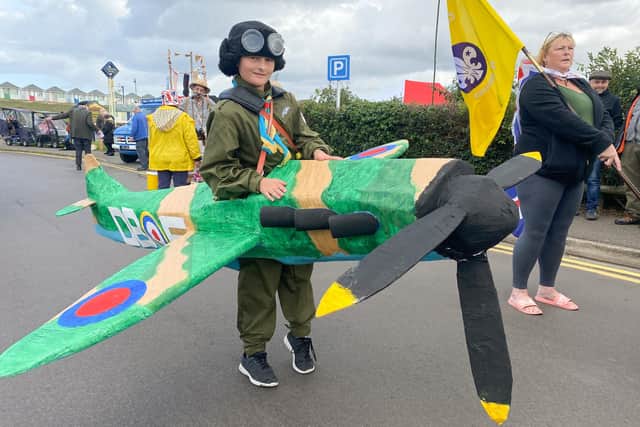 Darcy Brady-Eldridge with her Spitfire costume. Photo by Chris Frear