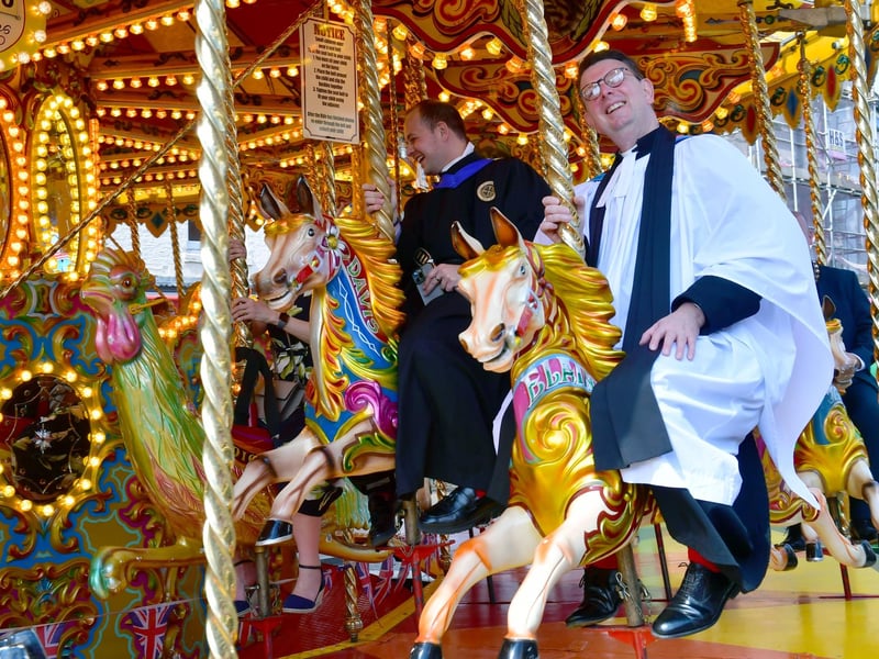 The Parish of Boston's Father David Stephenson and head verger and commercial manager Adam Kelk joining in with the fun.