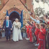 Jo and Mike's wedding at St Peter’s Church, with the Rainbows and Guides as a guard of honour. Sam Freeman/Cannon in the Country