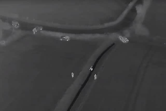 A still from Lincolnshire Police's drone footage of the arrest.