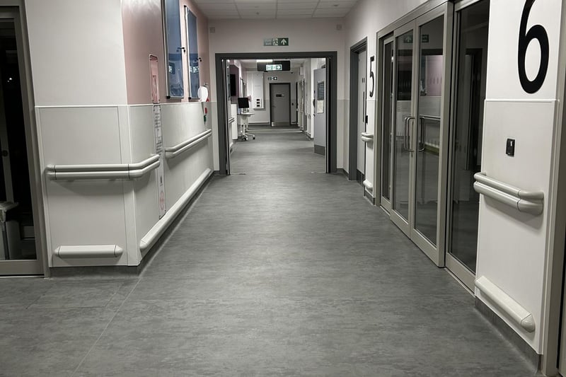 An example of one of the corridors connecting the various treatment areas.
