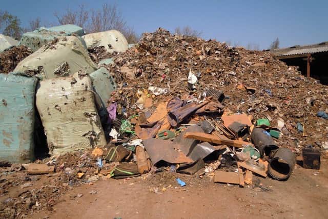 An illegal waste site at Thorpe Farm in Skendleby.