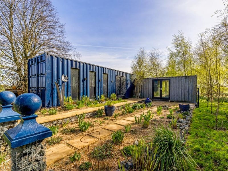 The containers that house the gym, office and fitness area.
