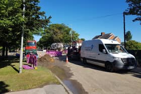 The water main burst in Burgh Road. Skegness.