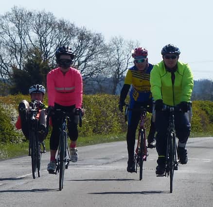 Pictured left to right Dave Jacklin, Blanca Mentrida, Barry Markham and Daniel Nicholson heading into South Wheatley. Pic by Trevor Halstead.