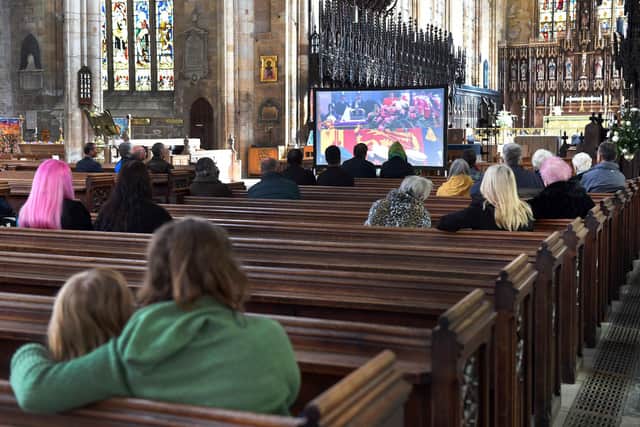 Young and old visited St Botolph's Church (the Stump) to watch the funeral today.