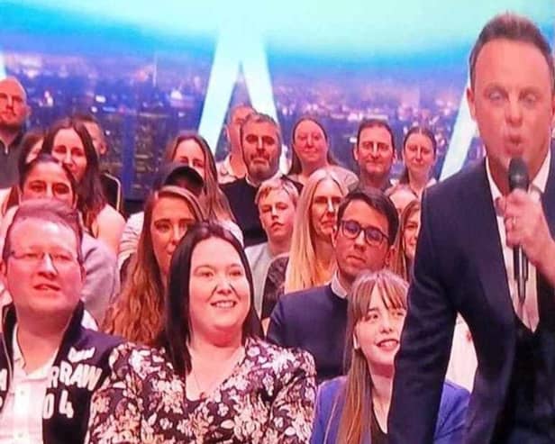 Katie and her family in the audience as Ant McPartlin makes the announcement about the holiday.