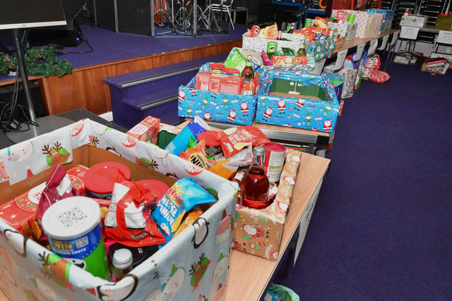 Some of the christmas hampers made up from donations at the New Life Community Larder in Sleaford.