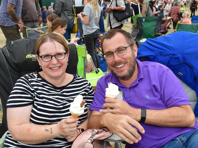 Pete and Sarah Watkins enjoying an ice cream.