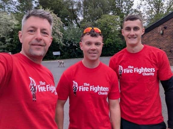 Picture shows, from left, Luke, Phil and Josh in training