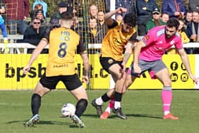 Boston United are closing in on safety after the win at Leamington. Pic by Sally Ellis.