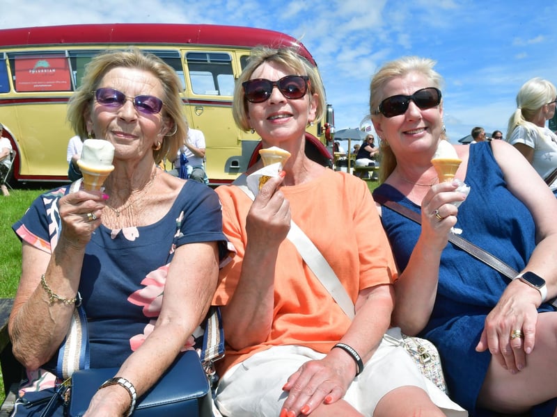 L-R Jan Costello, Jane Moulds and Teresa Mack enjoying ice creams