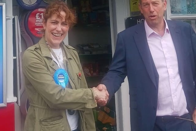 Louth and Horncastle MP Victoria Atkins on the campaign trail at David ward's East Barkwith post office.