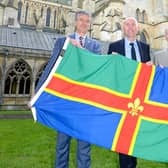 Councillors Philip Jackson, Rob Waltham and Martin Hill at Lincoln Cathedral for the first meeting of the Greater Lincolnshire Combined County Authority. Photo: LCC