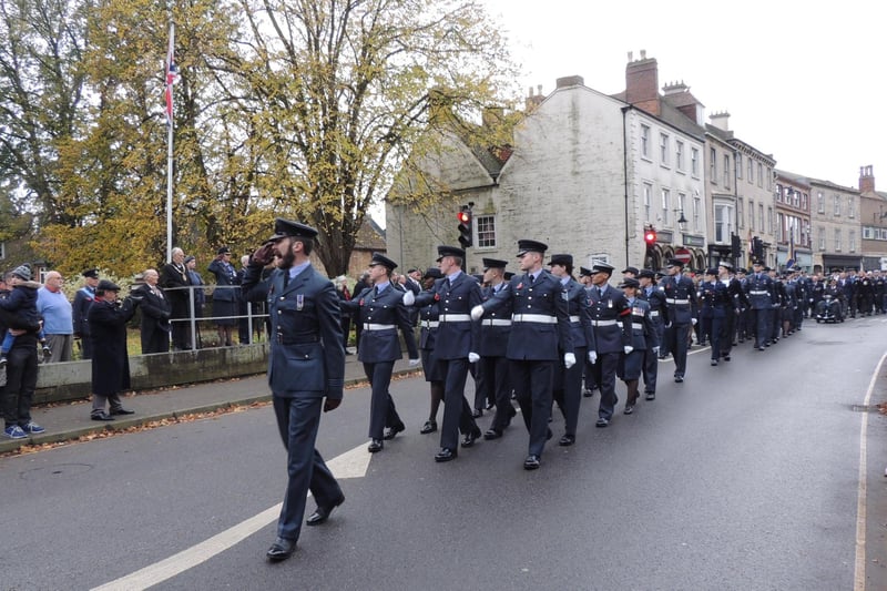 The RAF contingent march past.