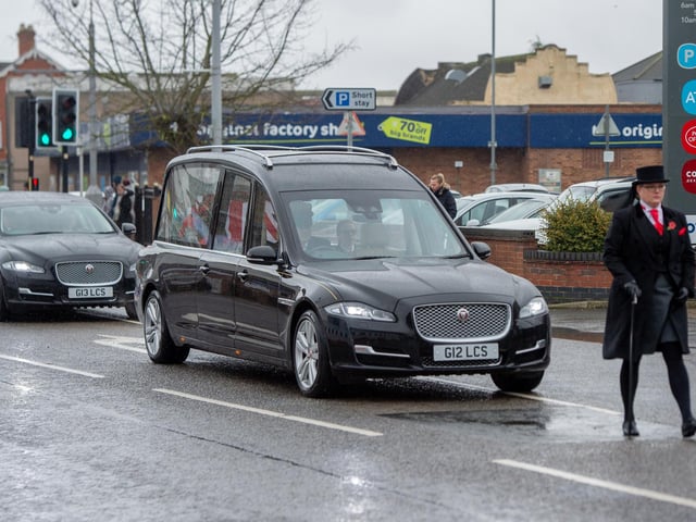 The coffin makes its way through Mablethorpe.