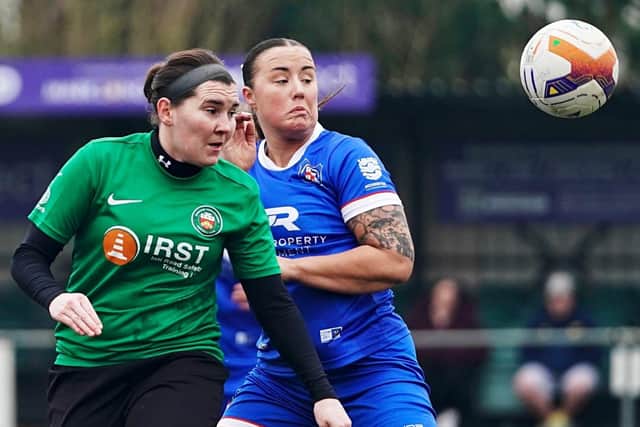Eyes on the ball - Steph Bradshaw in a challenge.