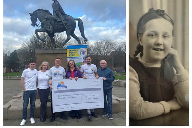 Pictured are (from left) (left to right) Joe Barradell, Ann Graves and Alan Graves Jr from the Alan Graves Foundation; Janine Holmes, CEO of the Derbyshire Children’s Holiday Centre; boxing coach Montana Rumpler and charity trustee Simon Evans. Inset, grandma Joyce who attended in the 1050's.