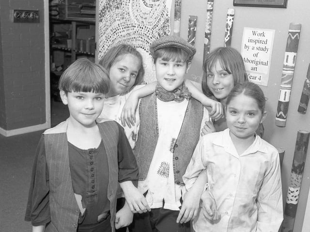 Pupils from Staniland Primary School, Boston, dressed as characters from Charles Dickens' Oliver Twist, tying in with the school's book week activities.