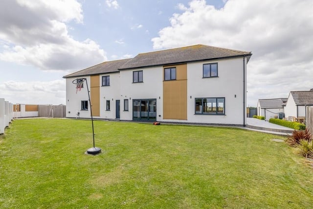 The rear of the home.