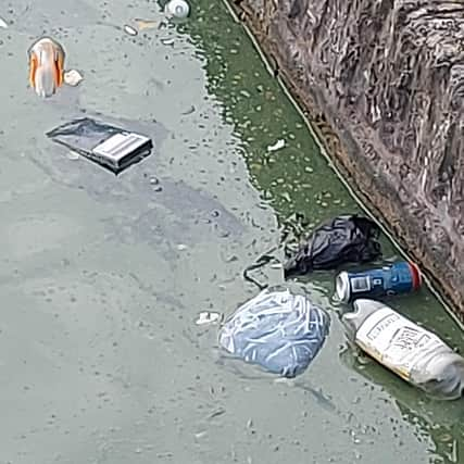 Rubbish dumped in the waterway in Skegness.