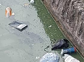 Rubbish dumped in the waterway in Skegness.