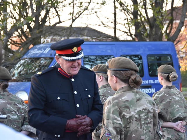 Vice Lord-Lieutenant of Lincolnshire, Andrew Clark, talking to cadets.