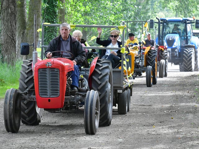 And they're away! The tractor run begins its circular route from Caudwell's Yard in Ludborough.