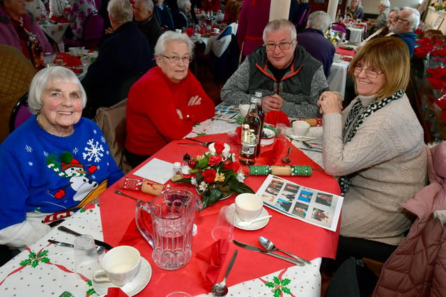 Looking splendid in festive jumpers (from left) Sheila Harness, Joyce Crisp, David Crisp and Lorraine Crisp