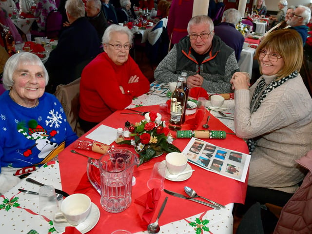 Looking splendid in festive jumpers (from left) Sheila Harness, Joyce Crisp, David Crisp and Lorraine Crisp