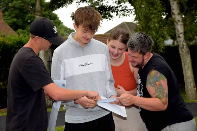 Emotional moments for Somercotes Academy students as they check their results.