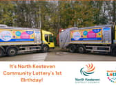 The district's bin lorries are helping celebrate the NK Lottery's first birthday.