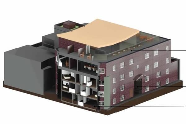 A visualisation of how the two-storey extension would look at the former Scala Theatre, Boston.