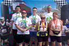 Six of the seven colleagues from Asda's store in Boston who took part in the Boston Marathon event.