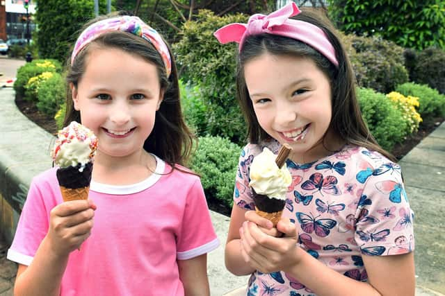 Enjoying an ice cream at Marshall's Yard in Gainsborough