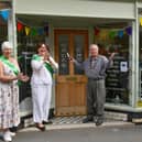 Opening the Happy Crafters new shop in Westgate, Sleaford. L-R Bert Hunt, Nic Frost, Sleaford Mayor Coun Anthony Brand and Marie Humphries. Photo: David Dawson
