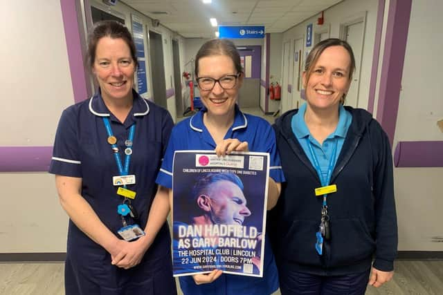 Zoe Gant (centre) with Nurse Claire Cutts and HCSW Caroline Pearce from Children's Diabetes Team