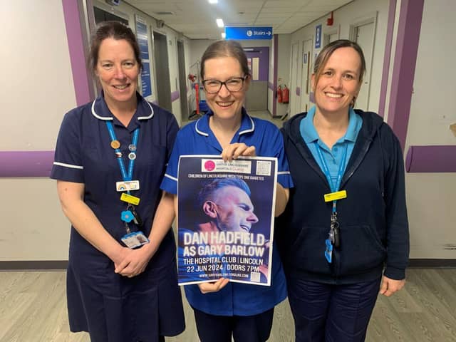 Zoe Gant (centre) with Nurse Claire Cutts and HCSW Caroline Pearce from Children's Diabetes Team