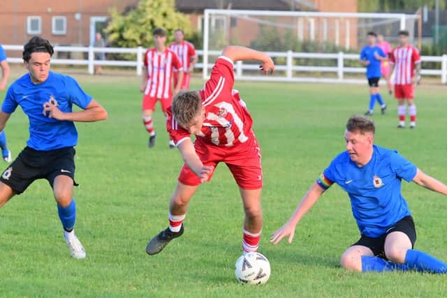 Horncastle Town midweek action against RAF Coningsby last week. Photo by Rob Savage.