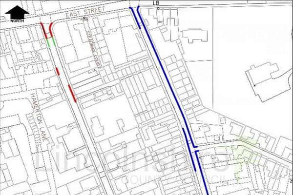 The proposed extension to No Waiting at any time restrictions on Queen Street, Cross Street & Croft Street junction.