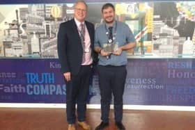 Nathan Shortland, St Thomas' CE Primary Academy, with CEO Gavin Booth of Infinity Academies Trust