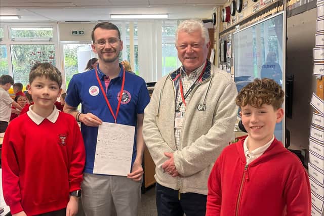 Coun John Barrett, vice chair of West Lindsey District Council, at Nettleham Primary School during a recent visit by Step Fusion representatives
