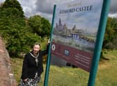 Mayor of Sleaford, Cllr Linda Edwards-Shea at the unveiling of the new sign at Castlefield.