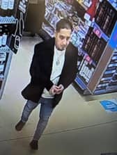Can you identify this man in relation to a gift card fraud at the Louth Co-op store. Photo: Lincs Police