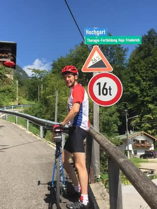 Nigel Kelly during a bike ride in Germany.