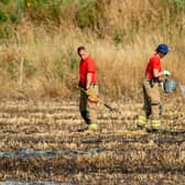 Firefighters from Skegness station at a fire at Gayton near Louth in July 2022.